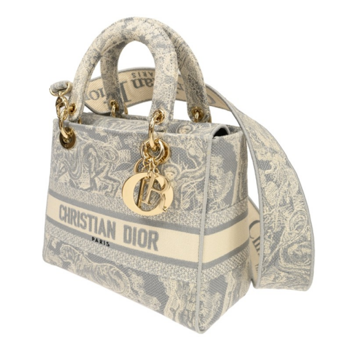 CHRISTIAN DIOR Lady D-Lite Bag Embroidered Canvas Medium - 画像 (2)