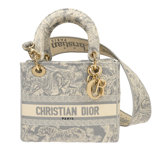 CHRISTIAN DIOR Lady D-Lite Bag Embroidered Canvas Medium